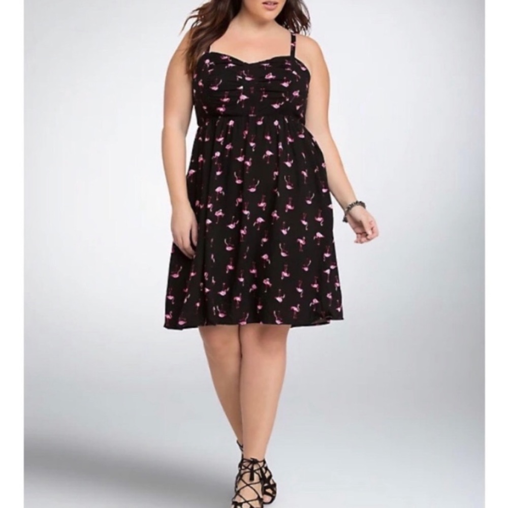 Torrid Black & Pink Flamingo Print Challis Sundress Dress 3X - Picture 12 of 16